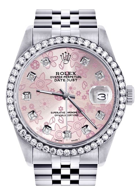 ladies pink rolex watch|rolex pink face diamond bezel.